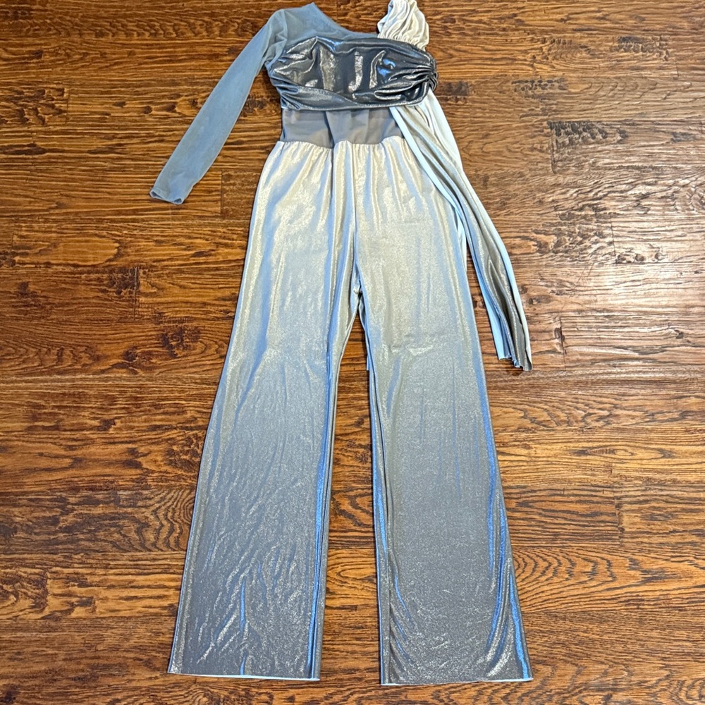 Shimmering Silver and Gray Dance Costume